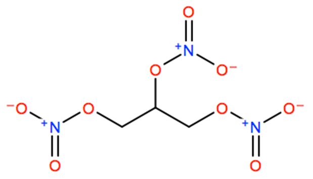 Structural representation of Nitroglycerin