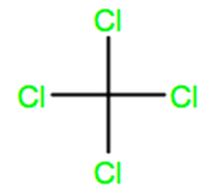 Structural representation of Carbon tetrachloride