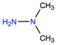 Structural representation of 1,1-Dimethylhydrazine