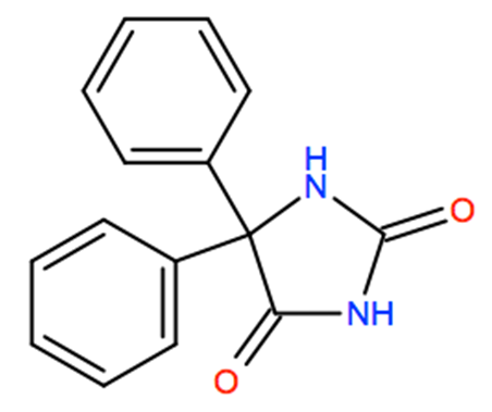 Structural representation of Phenytoin