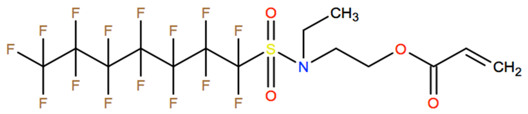 Structural representation of 2-Propenoic acid, 2-[ethyl[(pentadecafluoroheptyl)sulfonyl]amino]ethyl ester