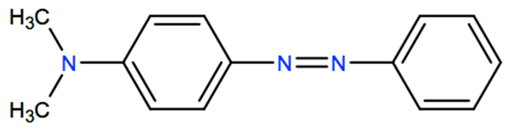 Structural representation of 4-Dimethylaminoazobenzene