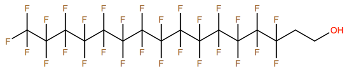 Structural representation of 1-Hexadecanol, 3,3,4,4,5,5,6,6,7,7,8,8,9,9,10,10,11,11,12,12,13,13,14,14,15,15,16,16,16-nonacosafluoro-