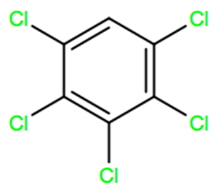Structural representation of Pentachlorobenzene