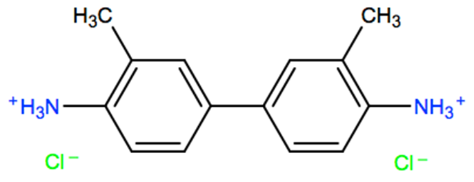 Structural representation of 3,3'-Dimethylbenzidine dihydrochloride