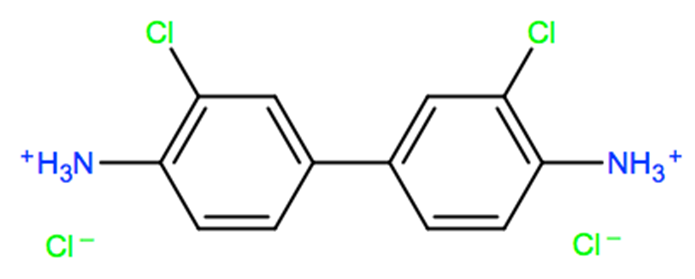 Structural representation of 3,3'-Dichlorobenzidine dihydrochloride