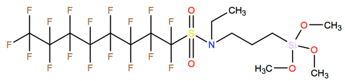 Structural representation of 1-Octanesulfonamide, N-ethyl-1,1,2,2,3,3,4,4,5,5,6,6,7,7,8,8,8-heptadecafluoro-N-[3-(trimethoxysilyl)propyl]-