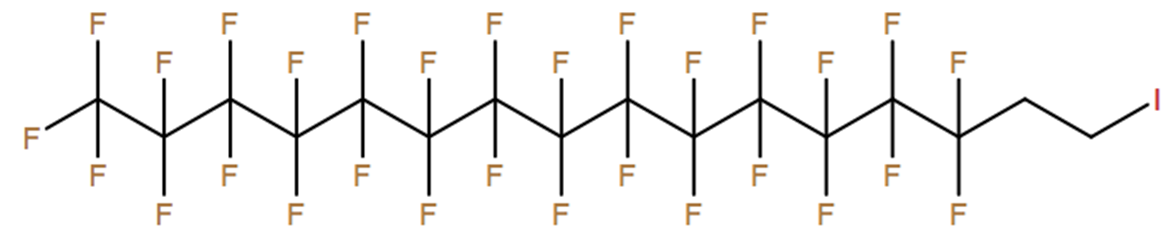 Structural representation of Hexadecane, 1,1,1,2,2,3,3,4,4,5,5,6,6,7,7,8,8,9,9,10,10,11,11,12,12,13,13,14,14-nonacosafluoro-16-iodo-