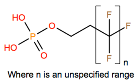 Structural representation of Poly(difluoromethylene), α-fluoro-ω-[2-(phosphonooxy)ethyl]-