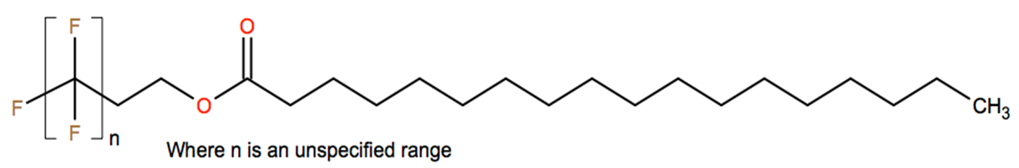Structural representation of Poly(difluoromethylene), α-fluoro-ω-[2-[(1-oxooctadecyl)oxy]ethyl]-