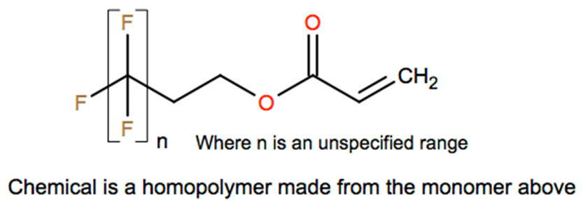 Structural representation of Poly(difluoromethylene), α-fluoro-ω-[2-[(1-oxo-2-propenyl)oxy]ethyl]-, homopolymer