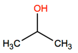 Structural representation of Isopropyl alcohol (only persons who manufacture by the strong acid process are subject, no supplier notification)