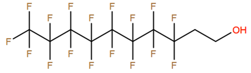 Structural representation of 1-Decanol, 3,3,4,4,5,5,6,6,7,7,8,8,9,9,10,10,10-heptadecafluoro-