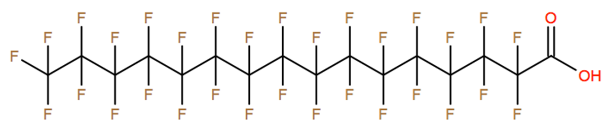 Structural representation of Perfluoropalmitic acid
