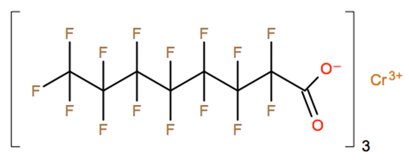 Structural representation of Chromium(III) perfluorooctanoate