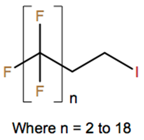 Structural representation of Alkyl iodides, C4-20, γ-ω-perfluoro