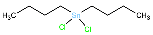 Structural representation of Dibutyltin dichloride