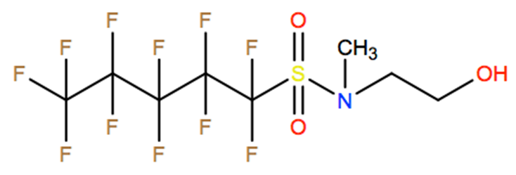Structural representation of 1-Pentanesulfonamide, 1,1,2,2,3,3,4,4,5,5,5-undecafluoro-N-(2-hydroxyethyl)-N-methyl-