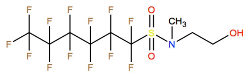 Structural representation of 1-Hexanesulfonamide, 1,1,2,2,3,3,4,4,5,5,6,6,6-tridecafluoro-N-(2-hydroxyethyl)-N-methyl-