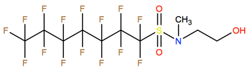 Structural representation of 1-Heptanesulfonamide, 1,1,2,2,3,3,4,4,5,5,6,6,7,7,7-pentadecafluoro-N-(2-hydroxyethyl)-N-methyl-