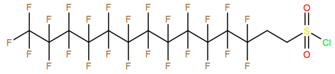Structural representation of 1-Tetradecanesulfonyl chloride, 3,3,4,4,5,5,6,6,7,7,8,8,9,9,10,10,11,11,12,12,13,13,14,14,14-pentacosafluoro-