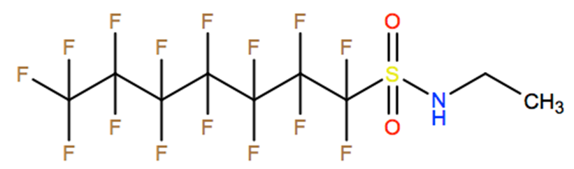 Structural representation of 1-Heptanesulfonamide, N-ethyl-1,1,2,2,3,3,4,4,5,5,6,6,7,7,7-pentadecafluoro-