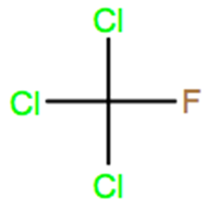 Structural representation of Trichlorofluoromethane (CFC-11)