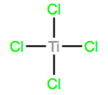Structural representation of Titanium tetrachloride