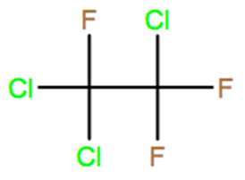 Structural representation of Freon 113 (CFC-113)