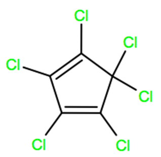 Structural representation of Hexachlorocyclopentadiene