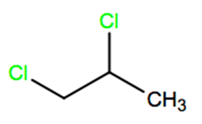 Structural representation of 1,2-Dichloropropane