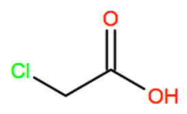 Structural representation of Chloroacetic acid