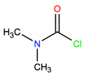 Structural representation of Dimethylcarbamoyl chloride