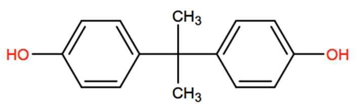 Structural representation of 4,4'-Isopropylidenediphenol