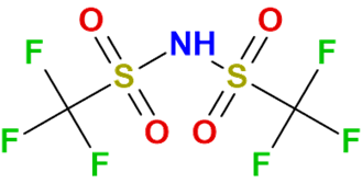 Structural representation of 1,1,1-Trifluoro-N- [(trifluoromethyl)sulfonyl] methanesulfonamide 