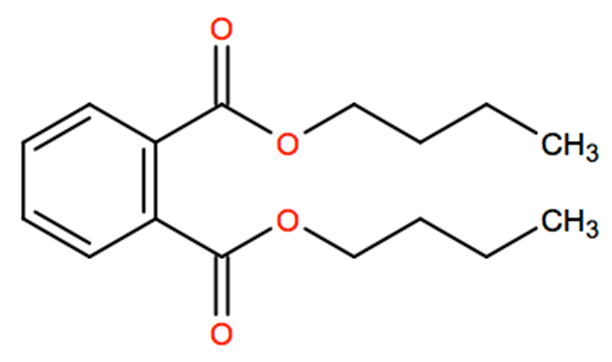 Structural representation of Dibutyl phthalate