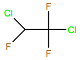 Structural representation of Dichloro-1,1,2-trifluoroethane