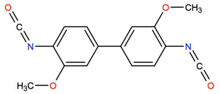 Structural representation of 3,3'-Dimethoxybenzidine-4,4'-diisocyanate