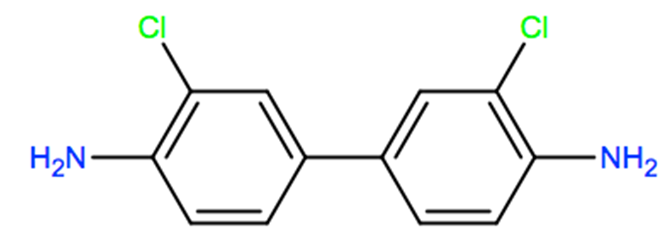 Structural representation of 3,3'-Dichlorobenzidine