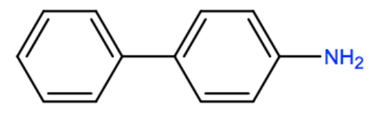 Structural representation of 4-Aminobiphenyl