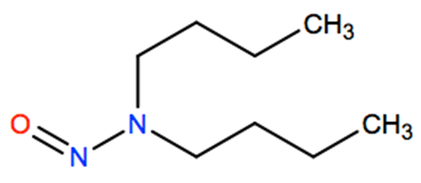 Structural representation of N-Nitrosodi-n-butylamine