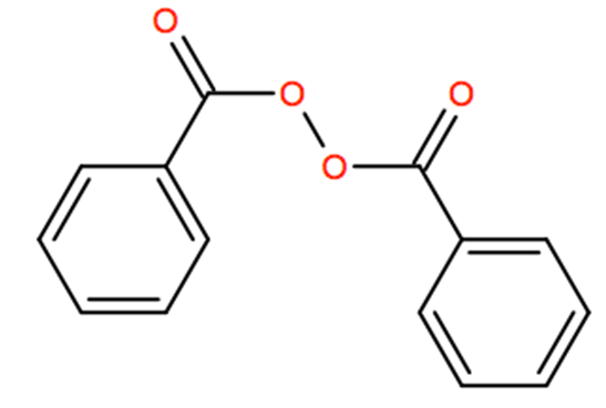 Structural representation of Benzoyl peroxide
