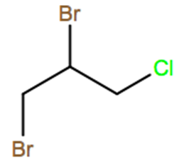 Structural representation of 1,2-Dibromo-3-chloropropane