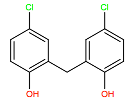Structural representation of Dichlorophene
