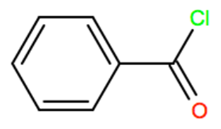 Structural representation of Benzoyl chloride