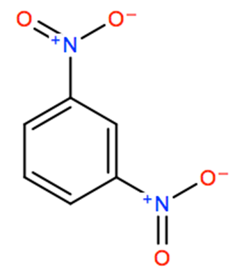 Structural representation of m-Dinitrobenzene