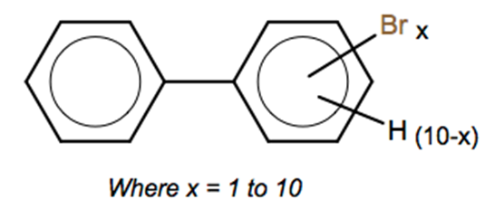 Structural representation of Polybrominated biphenyls (PBBs)